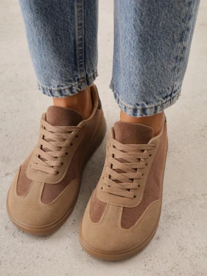 Ciemnobeżowe Sneakersy Barefoot w Stylu Tenisówek Hurla Ideal Beżowy