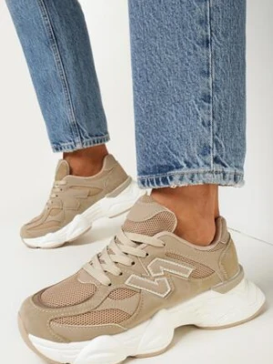 Zdjęcie produktu Ciemnobeżowe Sneakersy na Grubej Podeszwie Scottie