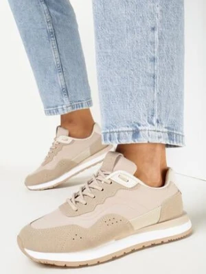 Ciemnobeżowe Sneakersy na Piankowej Podeszwie Dejana
