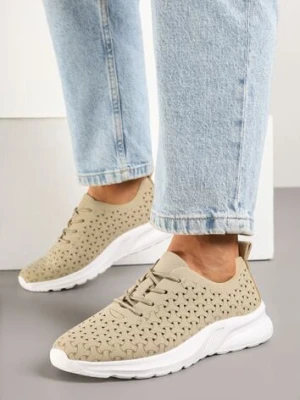 Ciemnobeżowe Sneakersy Ozdobione Ażurowym Wzorem Sareldi gogo gogo