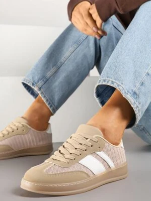 Ciemnobeżowe Sneakersy Typu Kultowe Tenisówki na Półtransparentnej Podeszwie Ulinera mellisa