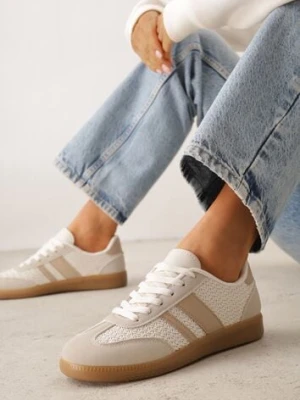 Ciemnobeżowe Sneakersy w Stylu Klasycznych Tenisówek z Cholewką z Plecionką Doriarissa seastar