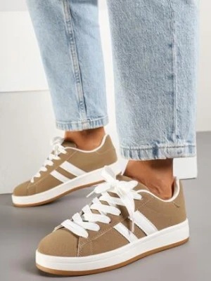 Ciemnobeżowe Sneakersy z Dwoma Paskami Galtewi sport