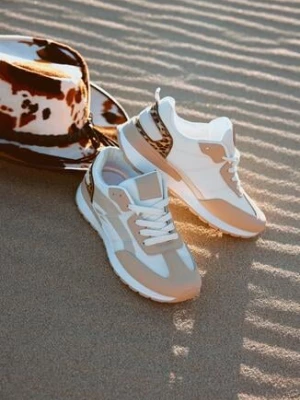 Ciemnobeżowe Sneakersy z Kolorowymi Wstawkami Rawilo