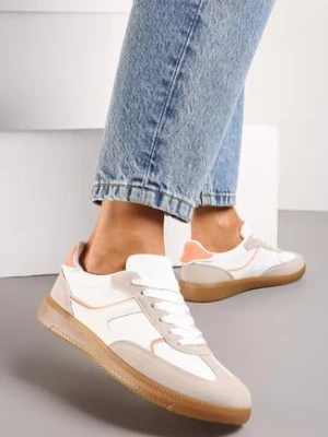 Ciemnobeżowe Sneakersy z Krótką Cholewka z Przeszyciami Wilnlow