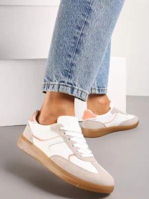 Ciemnobeżowe Sneakersy z Krótką Cholewka z Przeszyciami Wilnlow