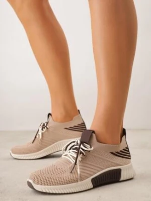 Ciemnobeżowe Sneakersy z Podwójnym Sznurowaniem Fontarin