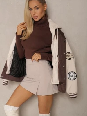 Ciemnobeżowe Spódnico-Szorty z Bawełną i Wycięciem Savrisa lily rose