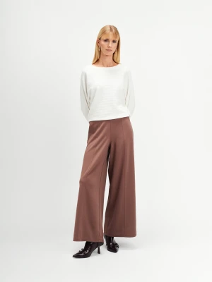 Ciemnobeżowe spodnie z szeroką nogawką Top Secret