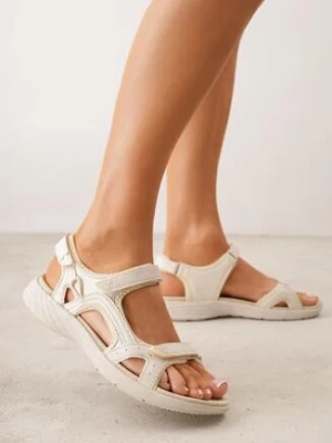 Ciemnobeżowe Sportowe Sandały ze Skórzaną Wkładką Corolenia badoxx