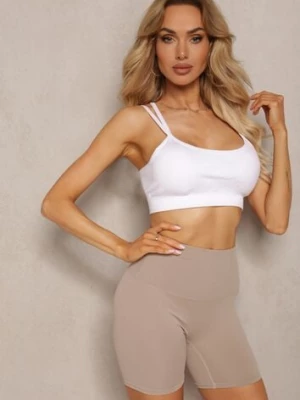 Ciemnobeżowe Szorty Kolarki High Waist z Efektem Push Up Pielara yu & me