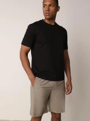 Ciemnobeżowe Szorty w Sportowym Stylu ze Sznurkami i Zasuwanymi Kieszeniami Abateia glo-story