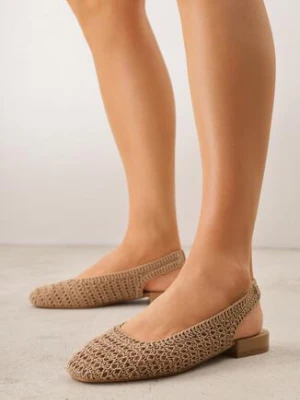 Ciemnobeżowe Szydełkowe Balerinki VICES z Odkrytą Piętą Jilryss