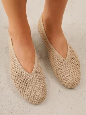 Ciemnobeżowe Szydełkowe Balerinki VICES z Plecionki Wolfs
