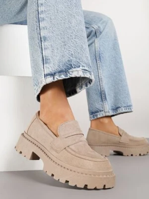 Ciemnobeżowe Wsuwane Mokasyny Vices na Platformie Dionela