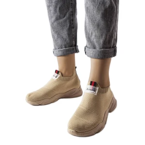 Ciemnobeżowe wsuwane sneakersy Greco beżowy Inna marka