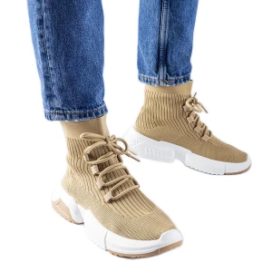 Ciemnobeżowe wysokie sneakersy Sanschagrin beżowy Inna marka