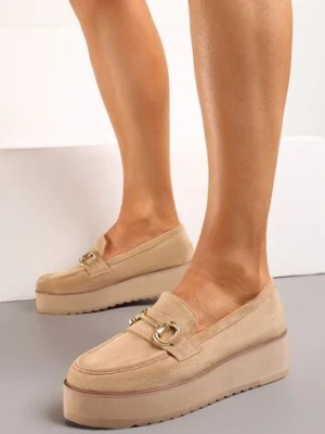 Zdjęcie produktu Ciemnobeżowew Mokasyny na Grubej Podeszwie Berilla