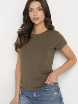 Ciemnozielony Bawełniany Klasyczny T-shirt Lunolia basic