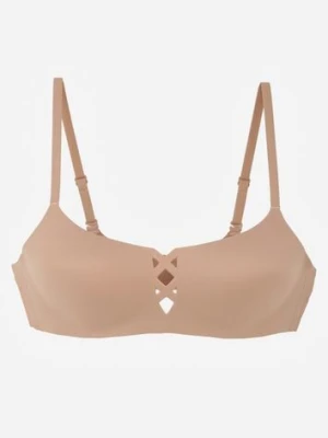 Ciemnobeżowy Biustonosz o Gładkim Wykończeniu z Imitacją Wiązania Azisene love magnolia