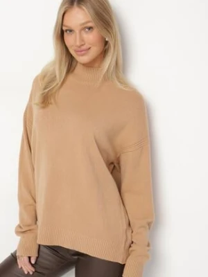 Ciemnobeżowy Golf z Metalicznymi Guzikami Aderlia glo-story