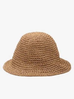 Ciemnobeżowy Kapelusz z Plecionki w Stylu Bucket Hat Suai