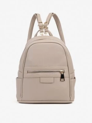 Ciemnobeżowy Mały Plecak Trapezowy Zdobiony Aplikacją Paseriela caely