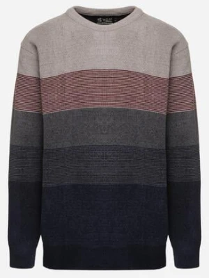 Ciemnobeżowy Sweter z Wełną w Paski Ettarine