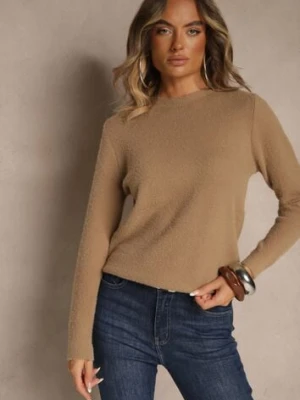 Ciemnobeżowy Sweter z Wełną ze Ściągaczami Furrive j&x