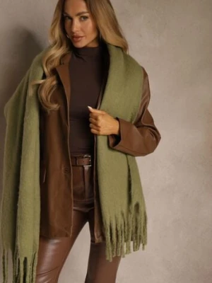 Ciemnobeżowy Szalik Ozdobiony Frędzlami Esalirea