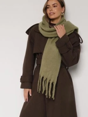 Ciemnobeżowy Szalik z Ozdobnymi Frędzlami Esariana