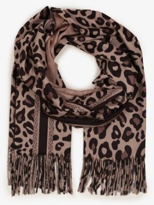 Ciemnobeżowy Wiskozowy Szalik Ozdobiony Frędzlami Siathara