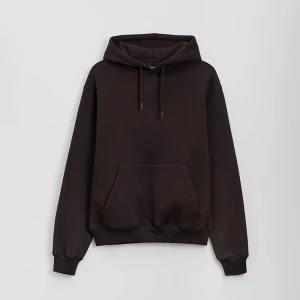 Ciemnobrązowa bluza basic regular fit z kapturem House