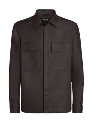 Ciemnobrązowa `Oasi` Overshirt Z Zegna