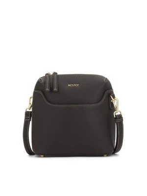 Ciemnobrązowa skórzana torebka na ramię z odpinanym paskiem Kazar