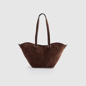 Ciemnobrązowa torba shopper ze sztucznego zamszu House ciemnobrązowy