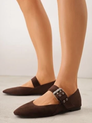 Ciemnobrązowe Balerinki Vices w Krowie Łaty w Stylu Mary Jane ze Skórzaną Wkładką Rilaneia
