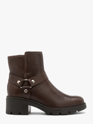 Ciemnobrązowe botki biker boots Ryłko