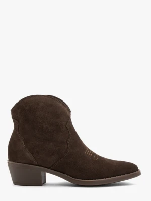 Ciemnobrązowe botki welurowe Ryłko
