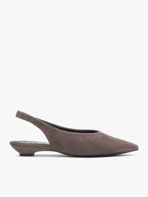 Ciemnobrązowe czółenka slingback w szpic Ryłko Brązowy