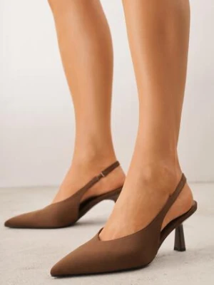 Ciemnobrązowe Czółenka VICES na Klepsydrowej Szpilce z Odkrytą Piętą Azisera