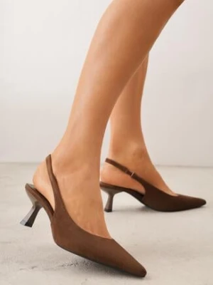 Ciemnobrązowe Czółenka z Odkrytą Piętą VICES na Obcasie Kaczuszka Anatema