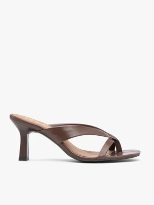 Ciemnobrązowe japonki na obcasie Ryłko