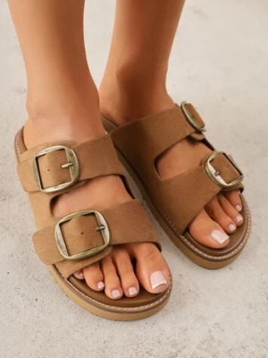 Ciemnobrązowe Klapki VICES Ozdobione Dużymi Klamrami Jenniviane