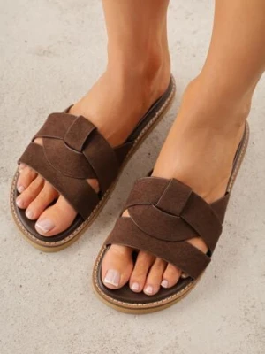 Ciemnobrązowe Klapki VICES z Geometryczną Cholewką Lorazeiros