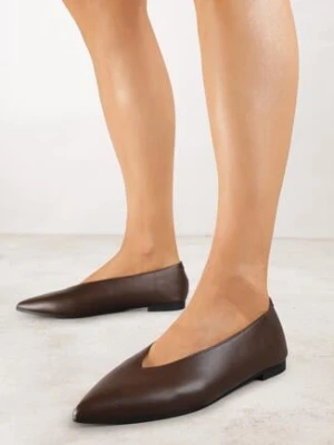 Ciemnobrązowe Klasyczne Balerinki Vices ze Skórzaną Wkładką Tamelirra