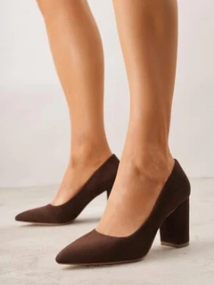 Ciemnobrązowe Klasyczne Czółenka na Obcasie Vices ze Skórzaną Wkładką Maithria