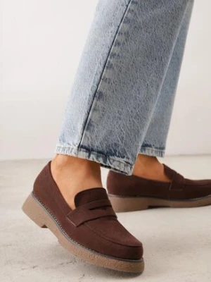 Ciemnobrązowe Klasyczne Mokasyny VICES z Imitacji Zamszu Echinos Brązowy