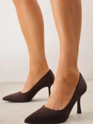 Ciemnobrązowe Klasyczne Szpilki z Gładkiej Tkaniny Orianna pallika paris