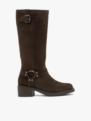 Ciemnobrązowe kozaki biker boots Ryłko Brązowy